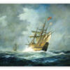 Sailing ship in the fog