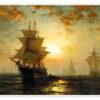 Sailing ship in the fog